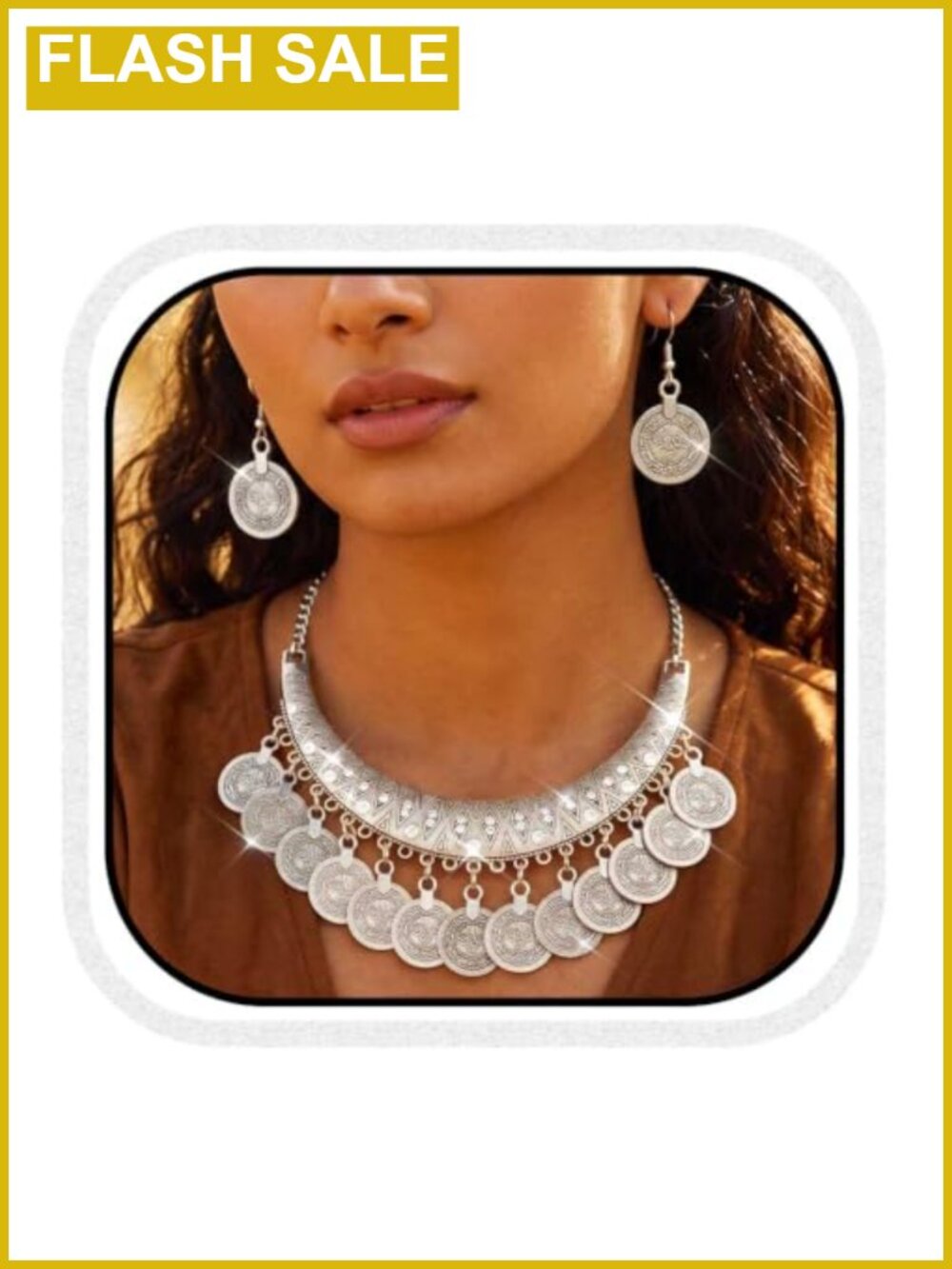 Gold Egyptian Jewelry Set with Necklace and Earrings for Women Ethnic Costume